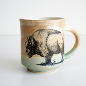 Abby Mouw: Darker Bison Mug With Bird